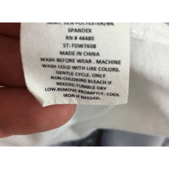 Fire Girls A-Line Dress Blue White Floral Crew Neck Short Sleeve Stretch L 10-12 - Picture 5 of 5